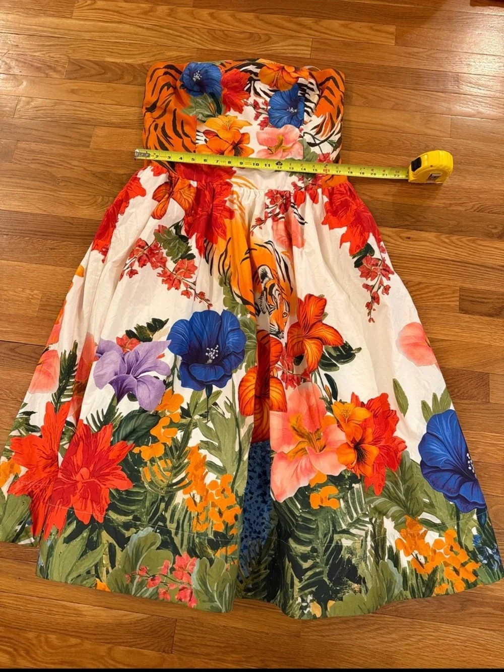 Anthropologie Maeve Strapless Tiger Printed Midi Dress Size XL - Picture 5 of 9